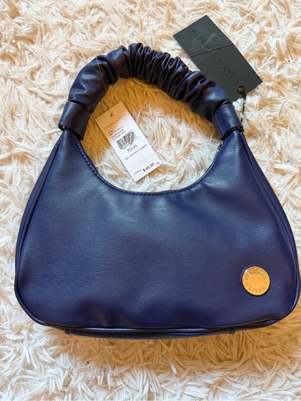 Kendall & Kylie Deep Navy Ruched-Handle Shoulder Bag